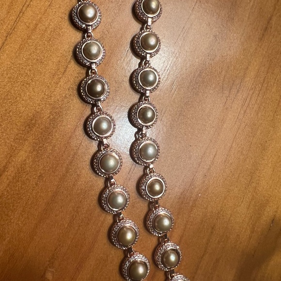 Eddie Borgo Estate Rose Gold Cultured Pearl Pyramid Spike Brass Necklace J Crew - Picture 15 of 15